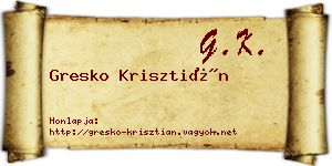 Gresko Krisztián névjegykártya